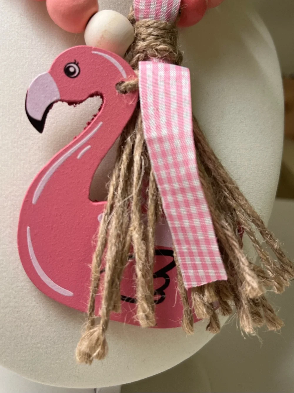 Handmade Pink Flamingo Wooden Bead Statement Necklace - Picture 2 of 3